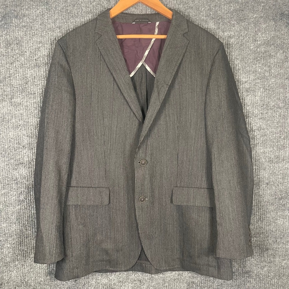 Hugo Boss Miles Unstructured Blazer Mens 42R Grey Striped Virgin Wool Sport Coat